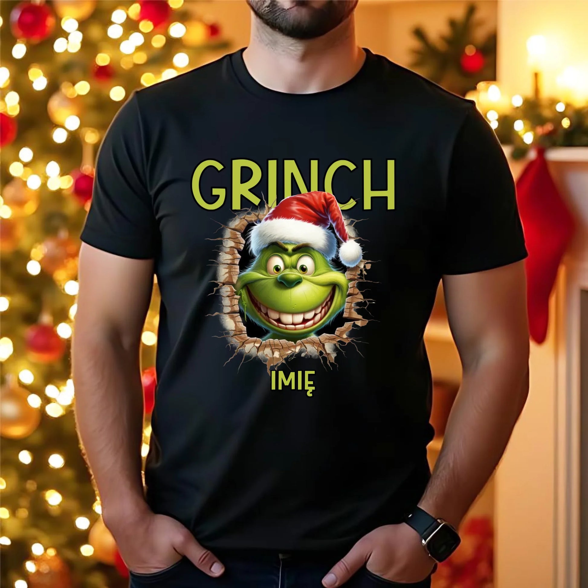 Koszulka męska świąteczna - Grinch - personalizowana BN112 - StoryCups.pl