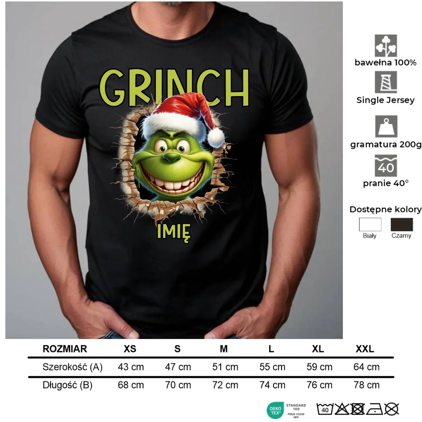 Koszulka męska świąteczna - Grinch - personalizowana BN112 - StoryCups.pl