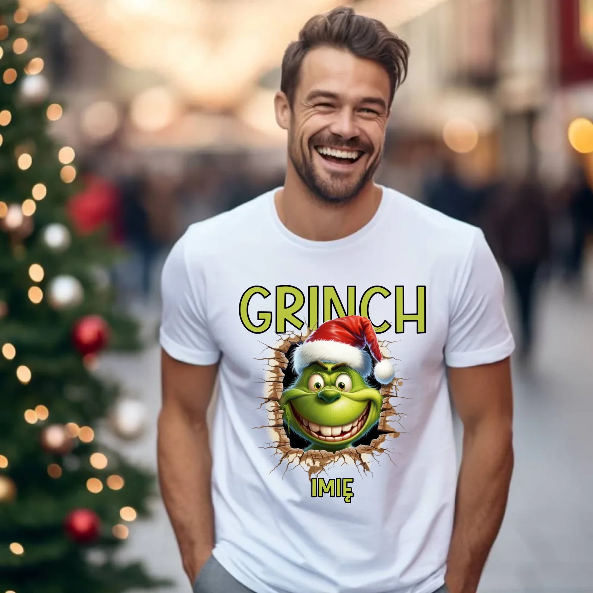 Koszulka męska świąteczna - Grinch - personalizowana BN112 - StoryCups.pl