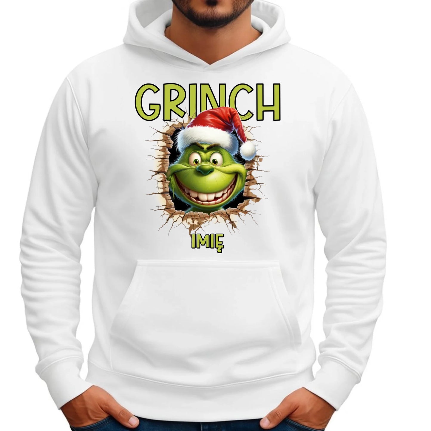 Bluza męska z kapturem świąteczna - Grinch - personalizowana BN112 - StoryCups.pl
