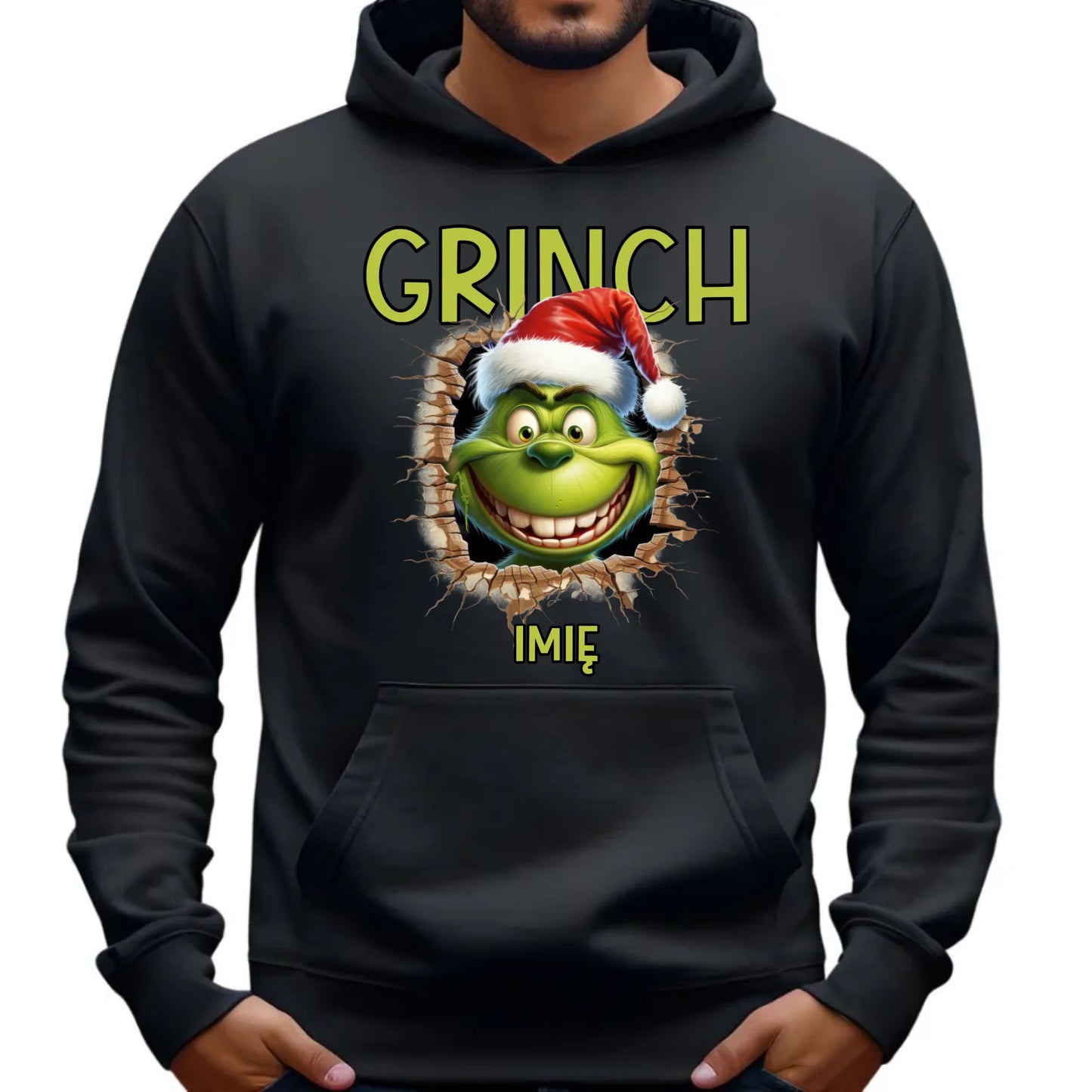 Bluza męska z kapturem świąteczna - Grinch - personalizowana BN112 - StoryCups.pl
