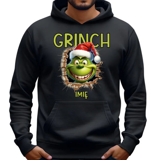 Bluza męska z kapturem świąteczna - Grinch - personalizowana BN112 - StoryCups.pl