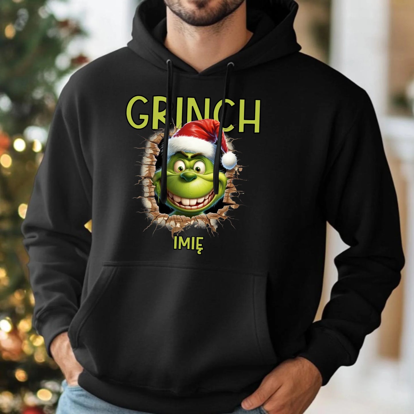 Bluza męska z kapturem świąteczna - Grinch - personalizowana BN112 - StoryCups.pl