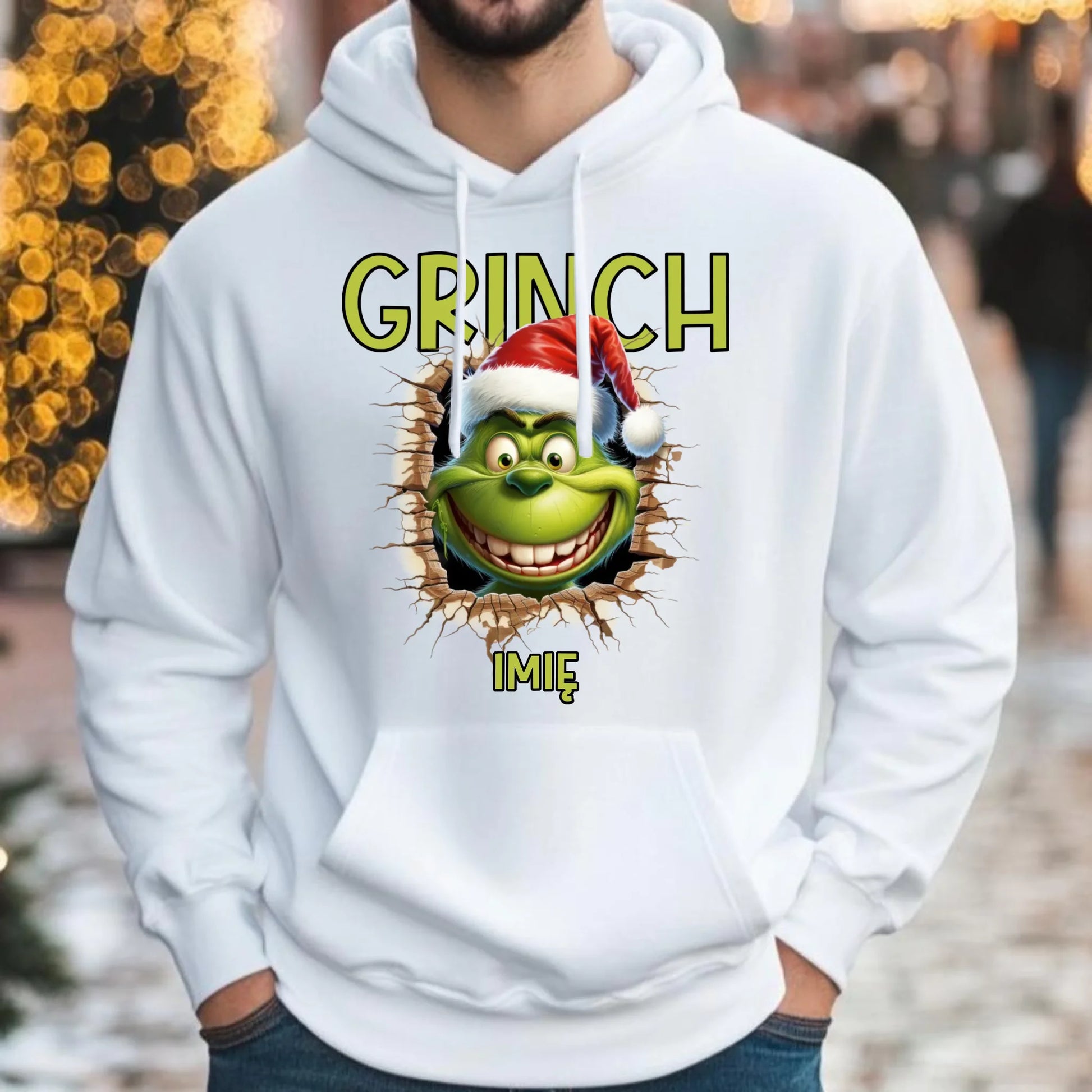 Bluza męska z kapturem świąteczna - Grinch - personalizowana BN112 - StoryCups.pl