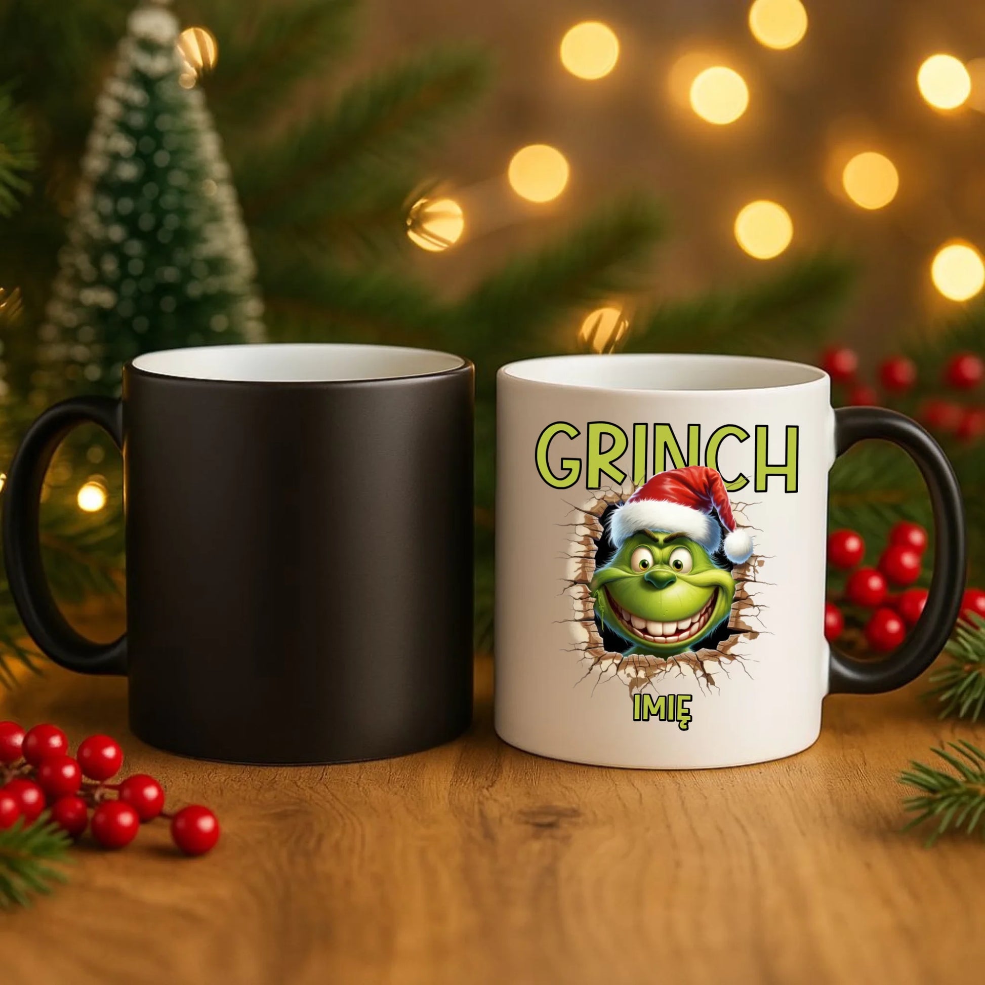 Kubek magiczny świąteczny - Grinch - personalizowany BN112 - StoryCups.pl