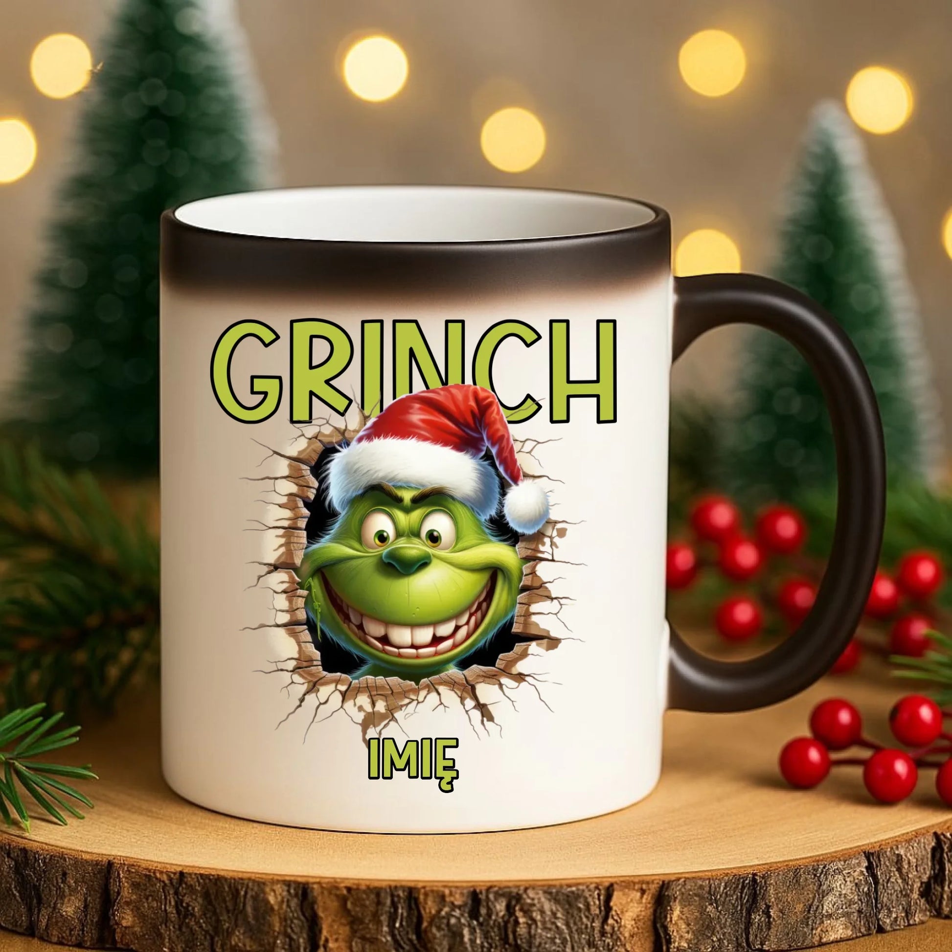 Kubek magiczny świąteczny - Grinch - personalizowany BN112 - StoryCups.pl