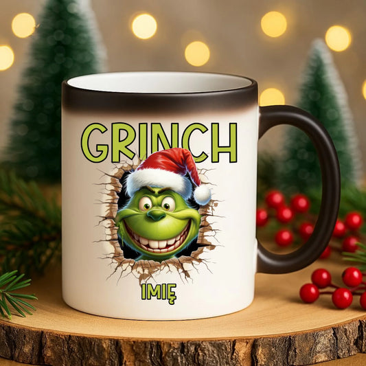 Kubek magiczny świąteczny - Grinch - personalizowany BN112 - StoryCups.pl