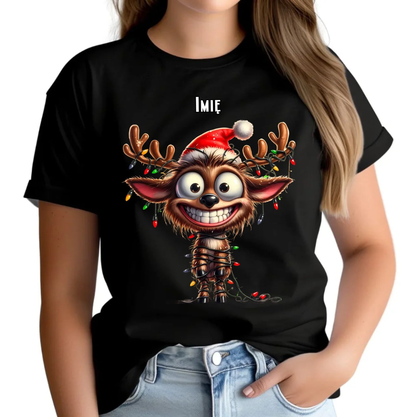 Renifer | Personalizowana koszulka damska świąteczna BN93 - StoryCups.pl
