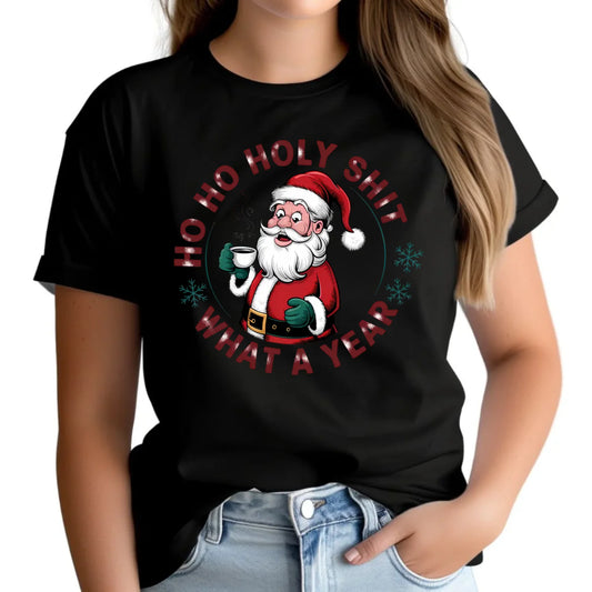 Ho ho holy shit | Świąteczna koszulka damska BN74 - StoryCups.pl