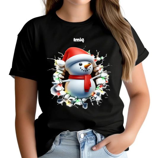 Bałwanek 3D | Personalizowana koszulka damska świąteczna BN82 - StoryCups.pl