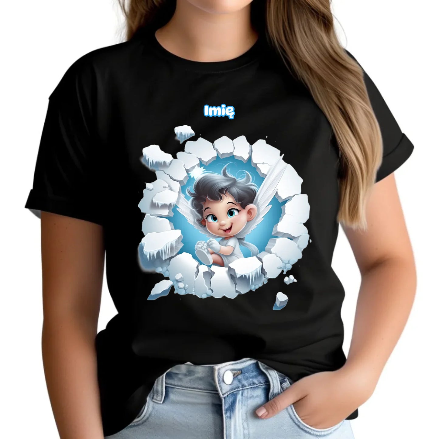 Aniołek 3D | Personalizowana koszulka damska świąteczna BN87 - StoryCups.pl