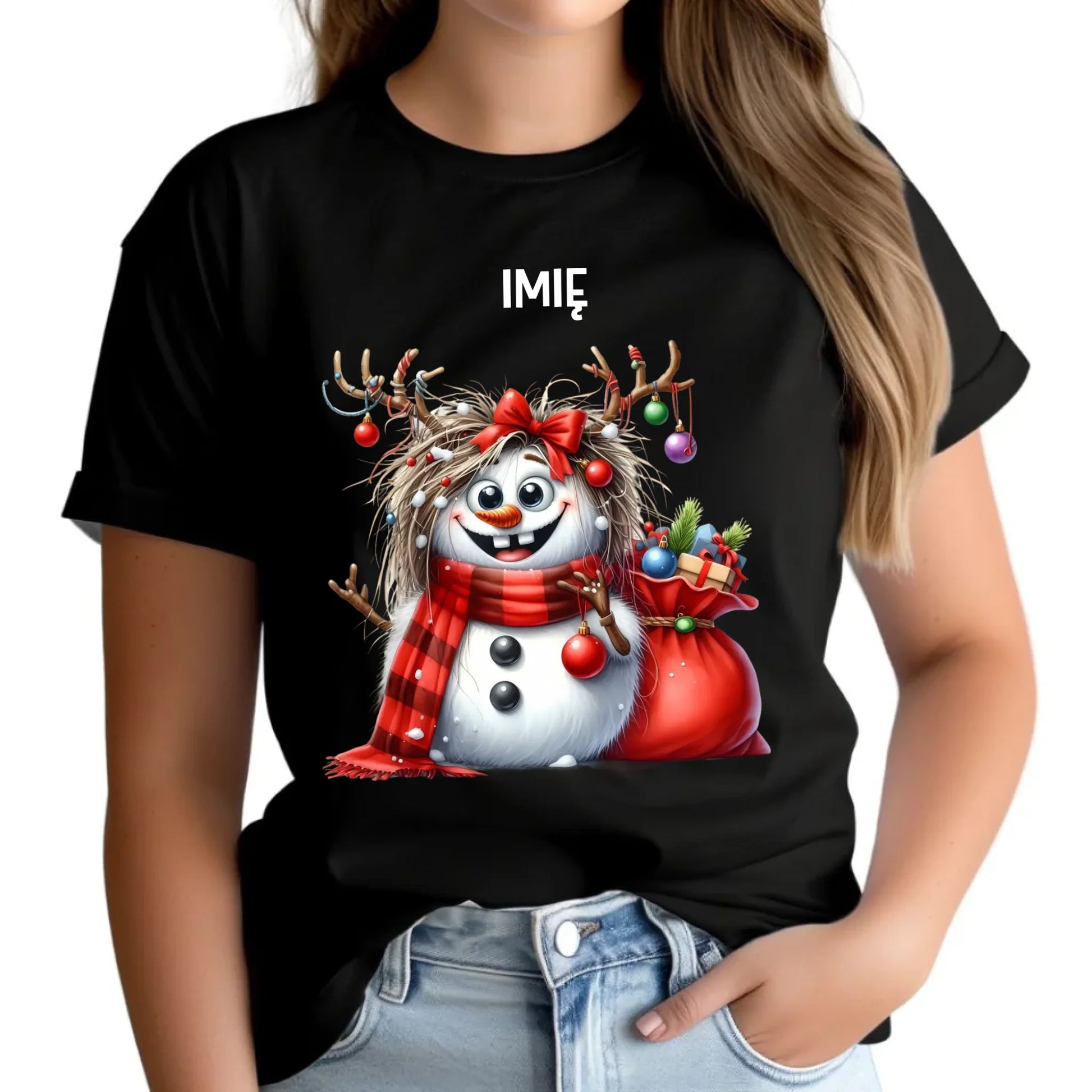 Bałwanek | Personalizowana koszulka damska świąteczna BN70 - StoryCups.pl