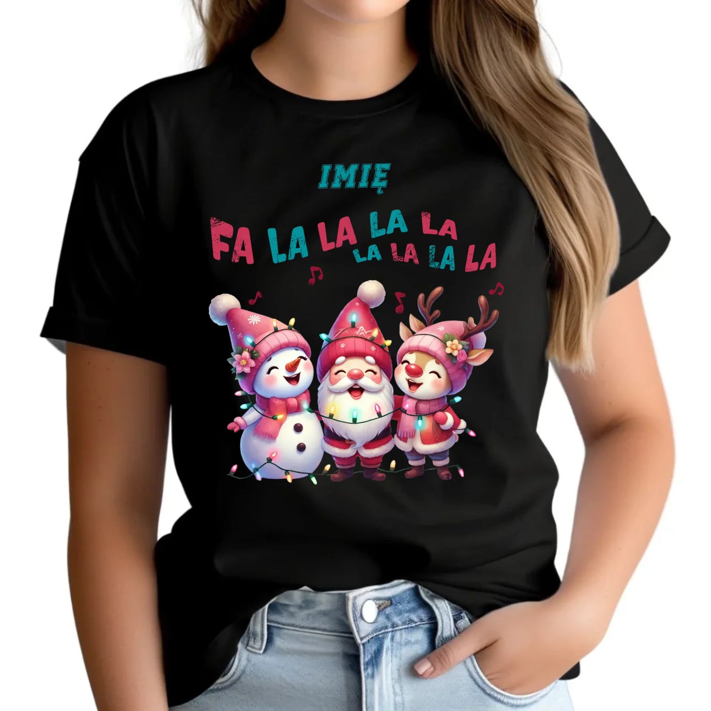 Fa la la la la | Świąteczna koszulka damska z personalizacją BN51 - StoryCups.pl