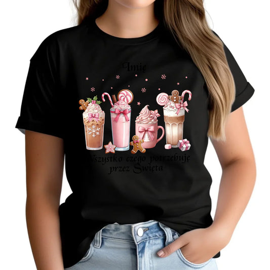 Wszystko czego potrzebuję przez Święta | Świąteczna koszulka damska BN46 - StoryCups.pl