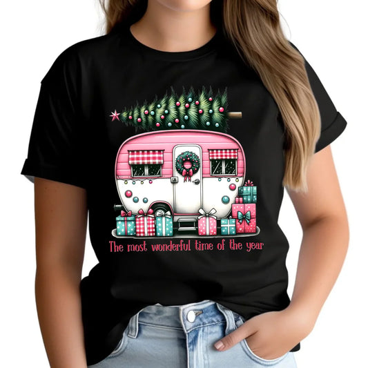 Kempingowe Święta | Świąteczna koszulka damska BN40 - StoryCups.pl