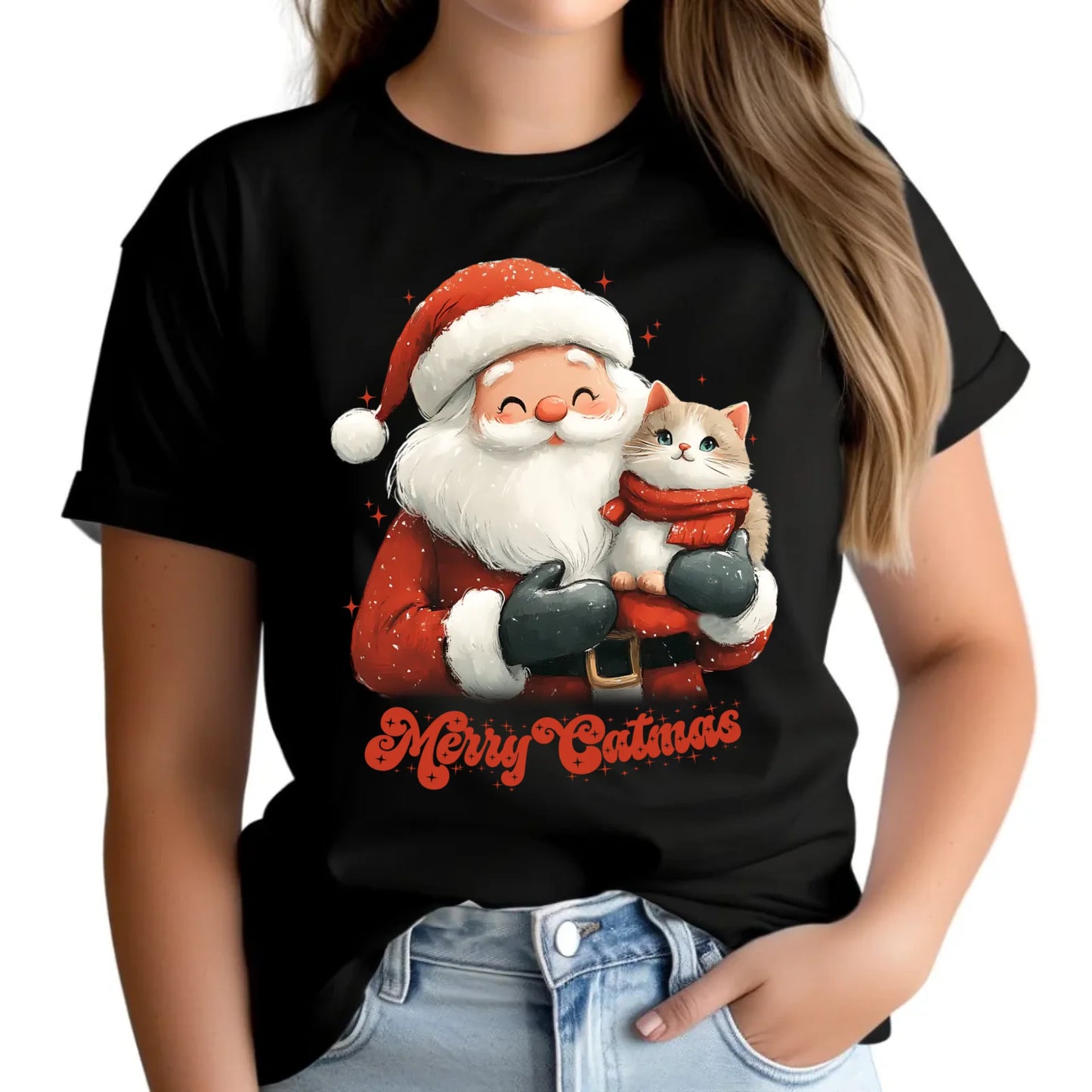 Merry Catmas | Świąteczna koszulka damska BN38 - StoryCups.pl