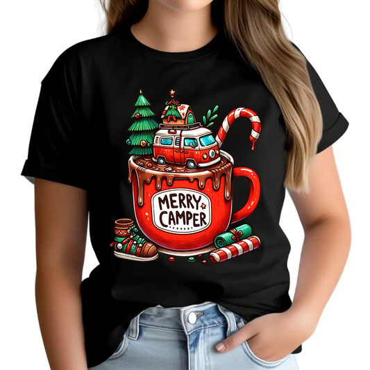 Merry Camper | Personalizowana koszulka damska świąteczna BN43 - StoryCups.pl
