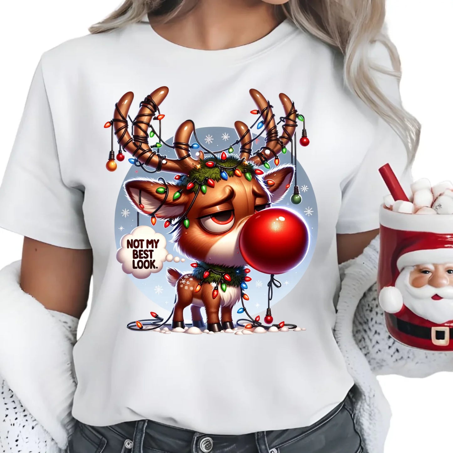 Nie wyglądam najlepiej | Świąteczna koszulka damska BN98 - StoryCups.pl