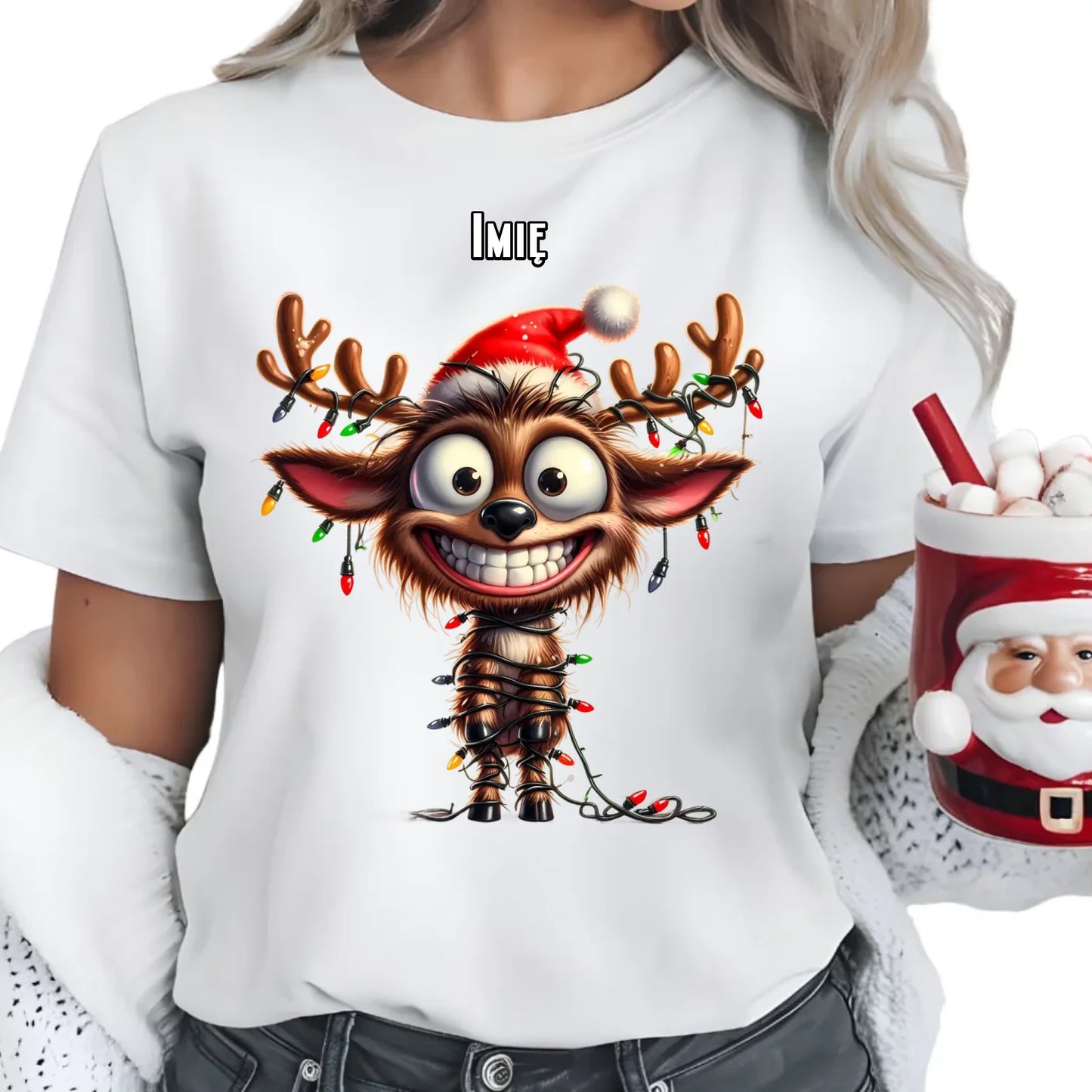 Renifer | Personalizowana koszulka damska świąteczna BN93 - StoryCups.pl