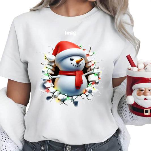 Bałwanek 3D | Personalizowana koszulka damska świąteczna BN82 - StoryCups.pl