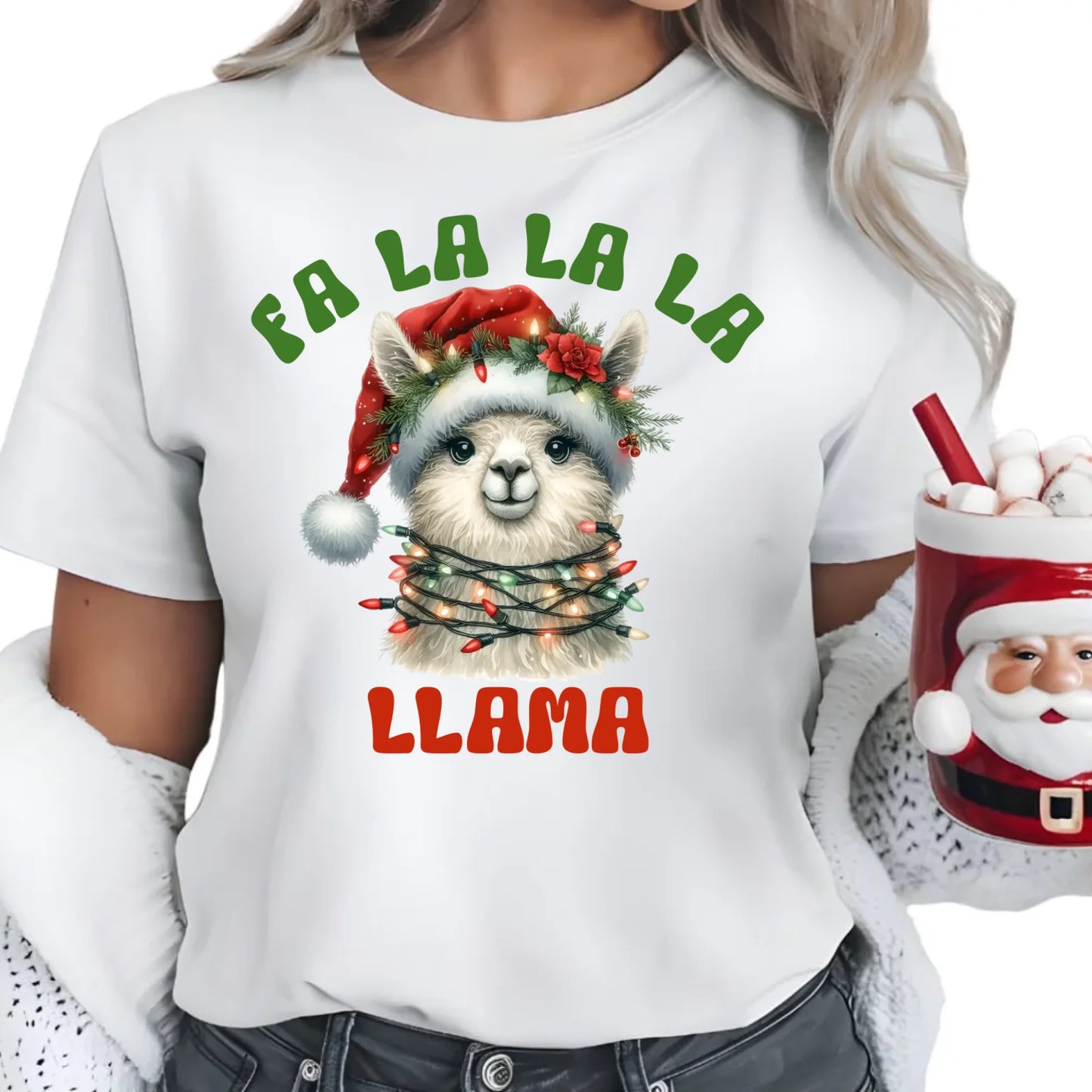 Fa la la la lama | Świąteczna koszulka damska BN71 - StoryCups.pl