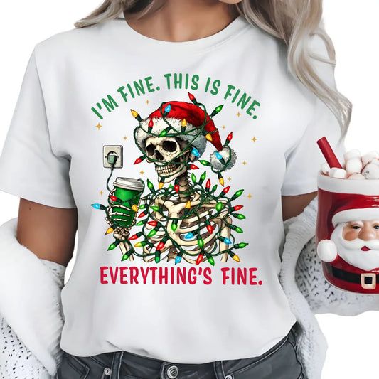 Everything's fine | Świąteczna koszulka damska BN55 - StoryCups.pl