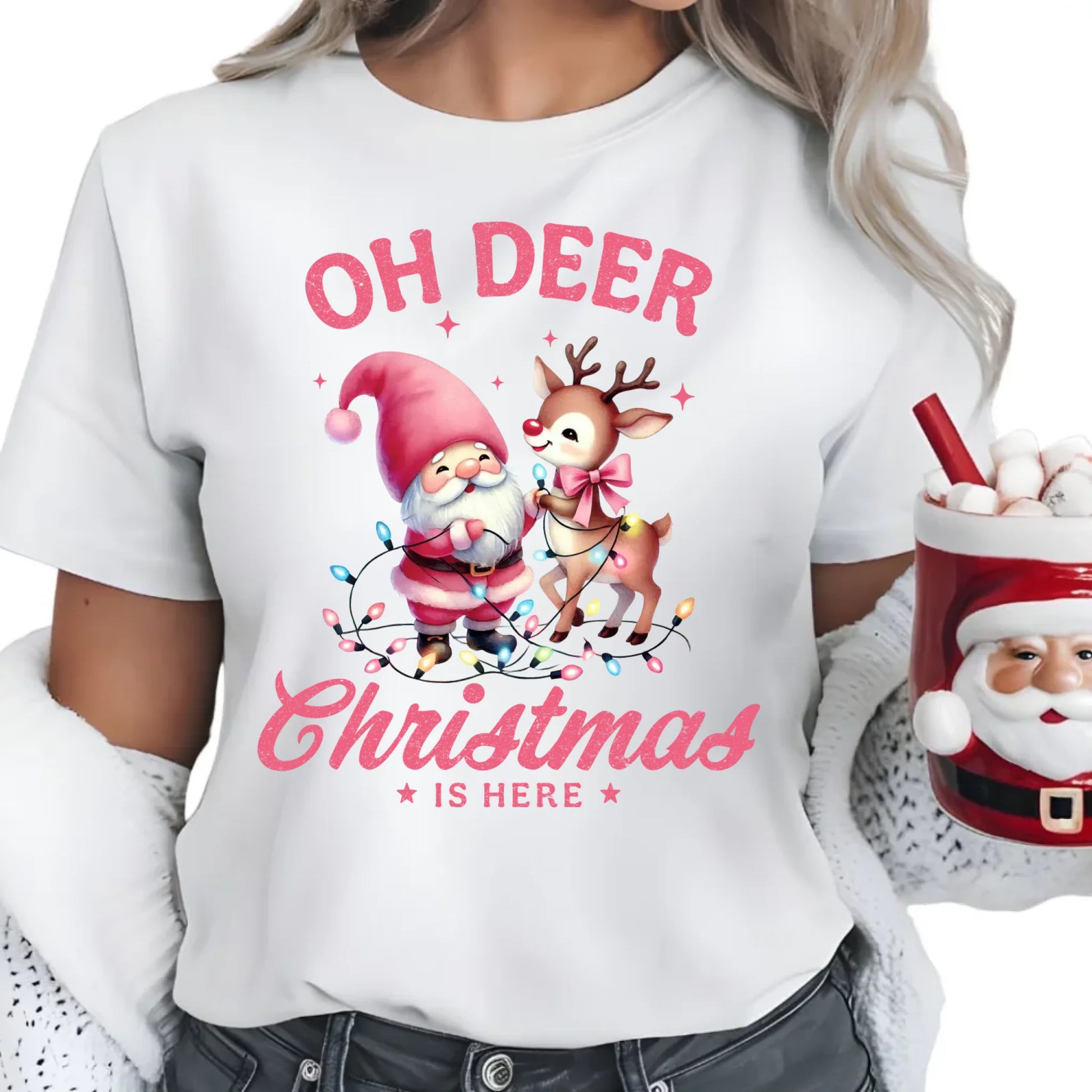 Oh deer Christmas is here | Świąteczna koszulka damska BN59 - StoryCups.pl