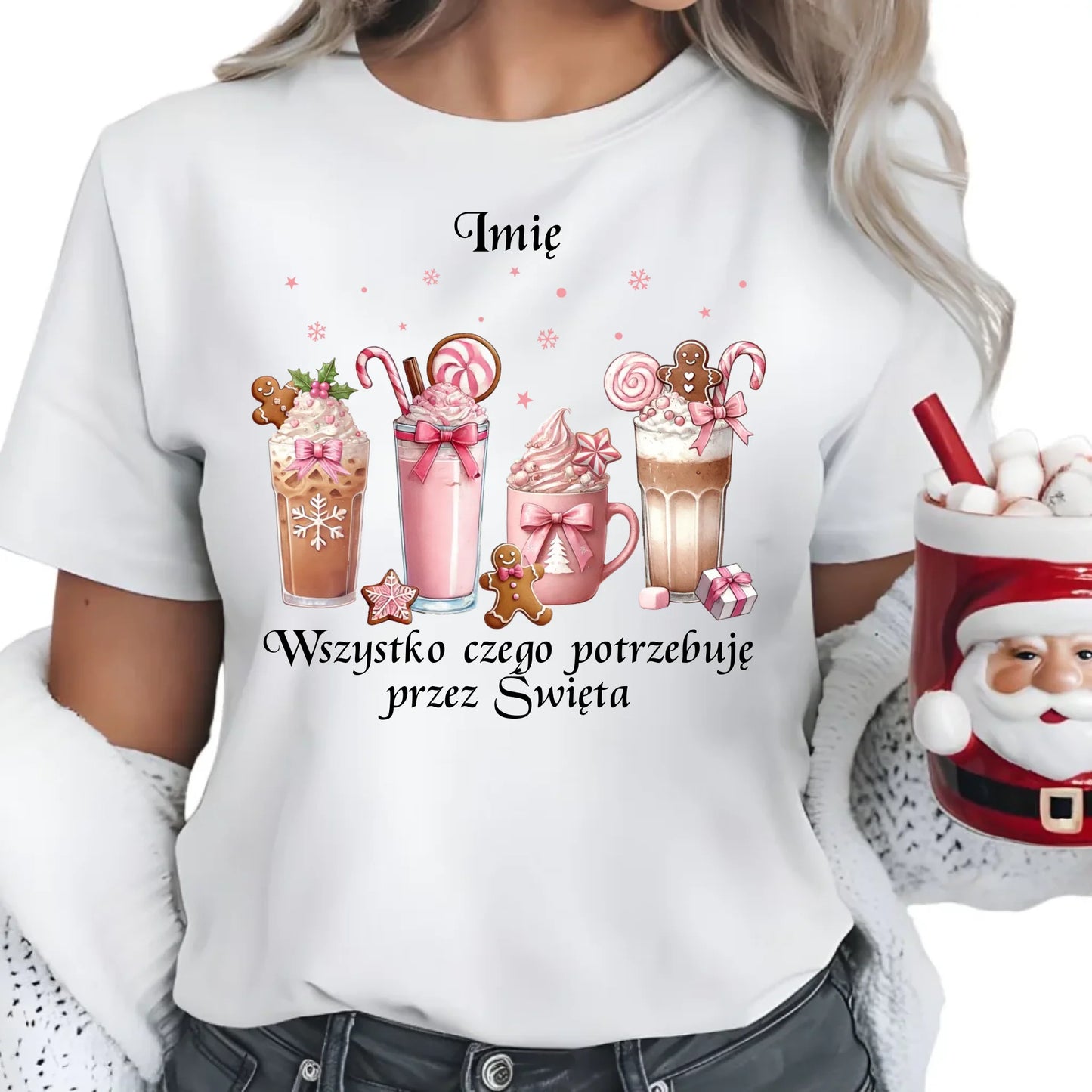 Wszystko czego potrzebuję przez Święta | Świąteczna koszulka damska BN46 - StoryCups.pl