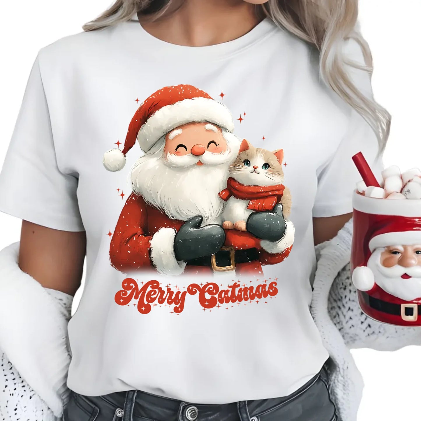 Merry Catmas | Świąteczna koszulka damska BN38 - StoryCups.pl