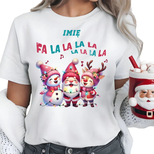 Fa la la la la | Świąteczna koszulka damska z personalizacją BN51 - StoryCups.pl