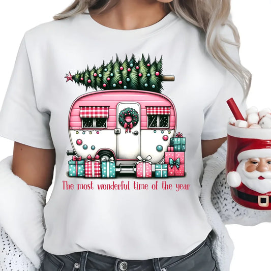 Kempingowe Święta | Świąteczna koszulka damska BN40 - StoryCups.pl