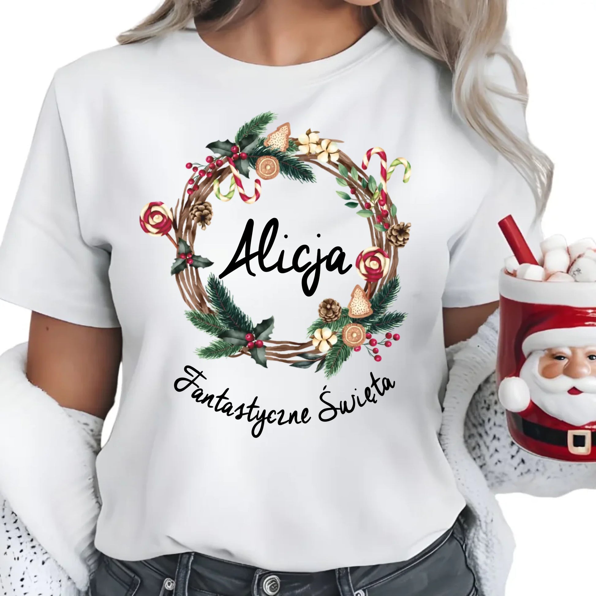 Fantastyczne Święta | Świąteczna koszulka damska z imieniem na prezent BN14 - StoryCups.pl