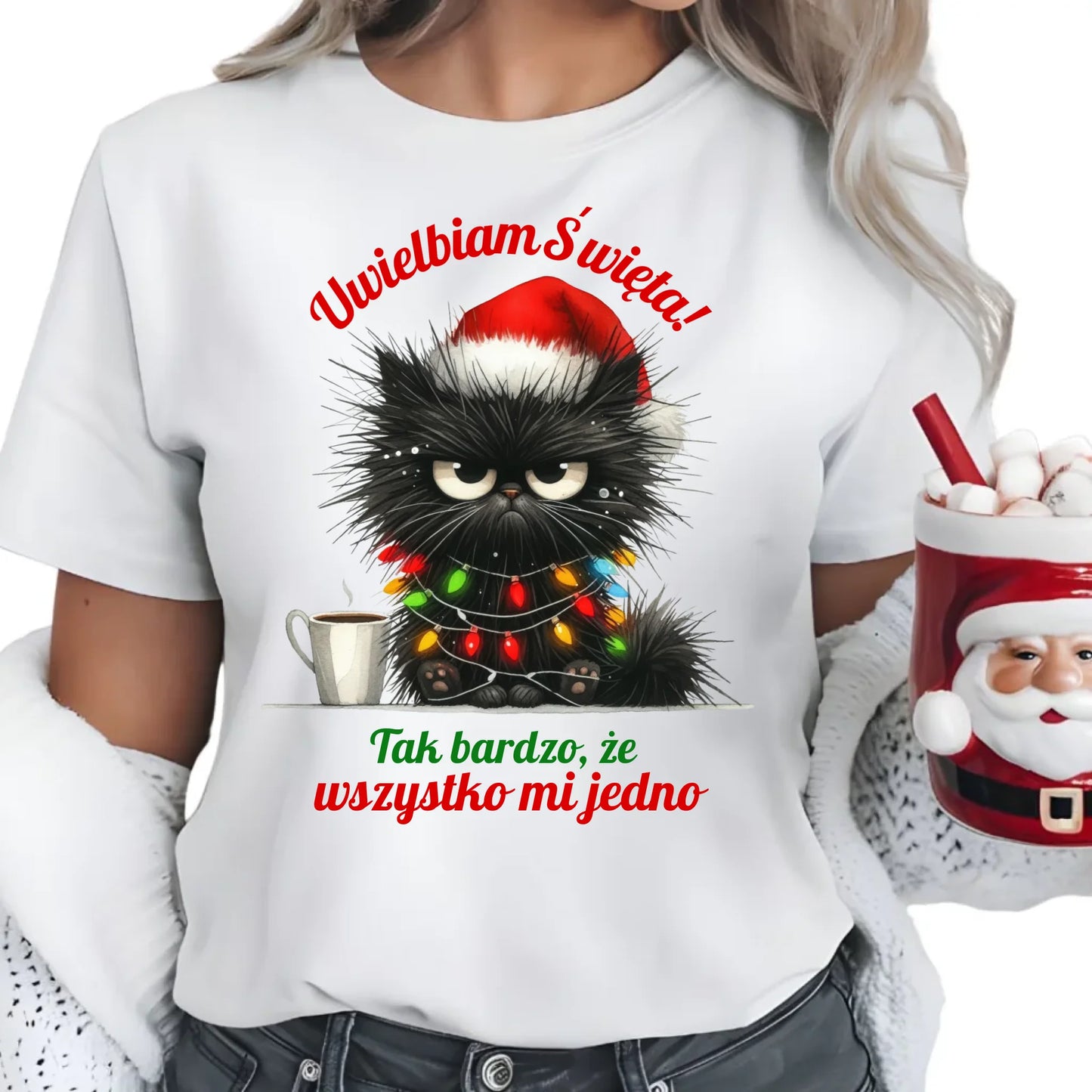 Wszystko mi jedno | Świąteczna koszulka damska BN35 - StoryCups.pl