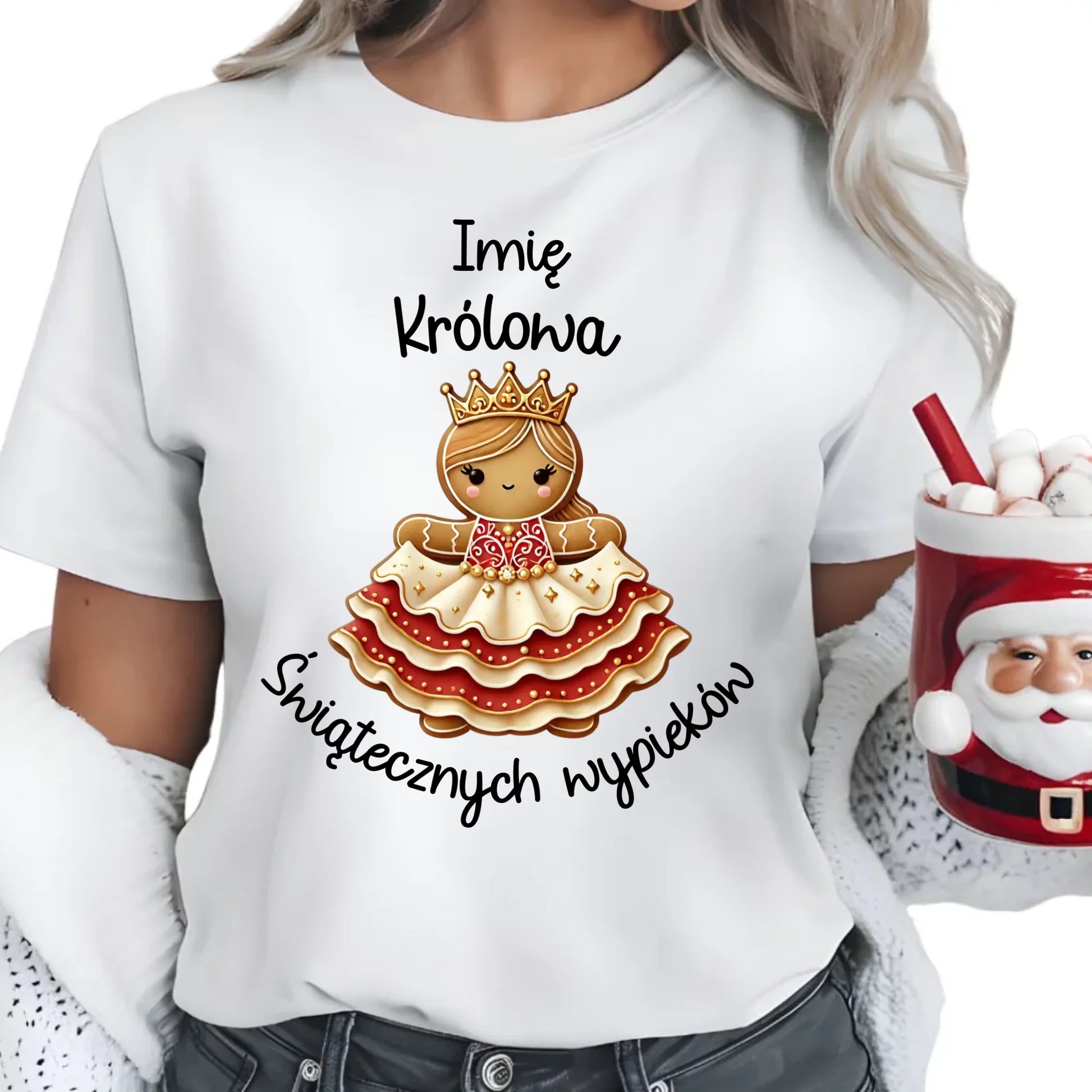Królowa świątecznych wypieków imię | Świąteczna koszulka damska BN28 - StoryCups.pl