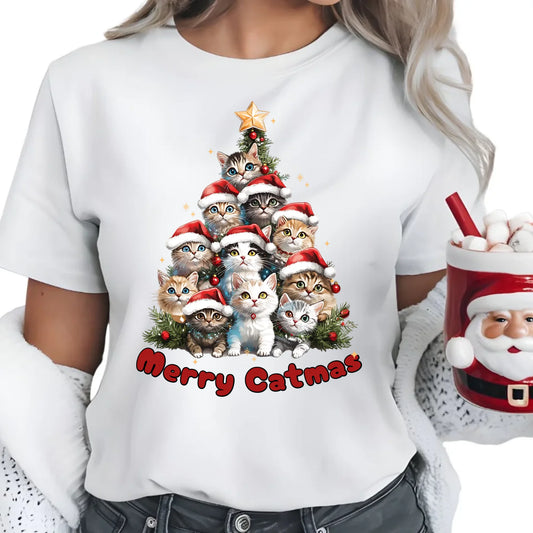 Merry Catmas | Świąteczna koszulka damska BN20 - StoryCups.pl