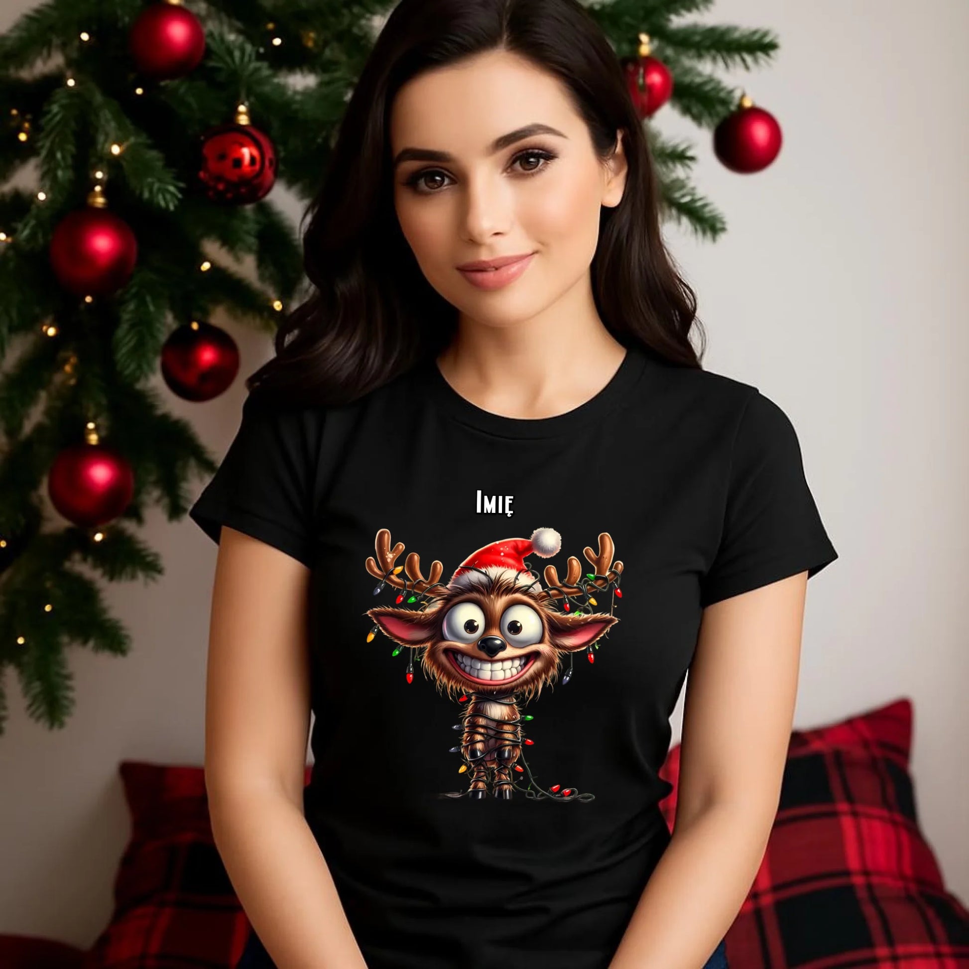 Renifer | Personalizowana koszulka damska świąteczna BN93 - StoryCups.pl