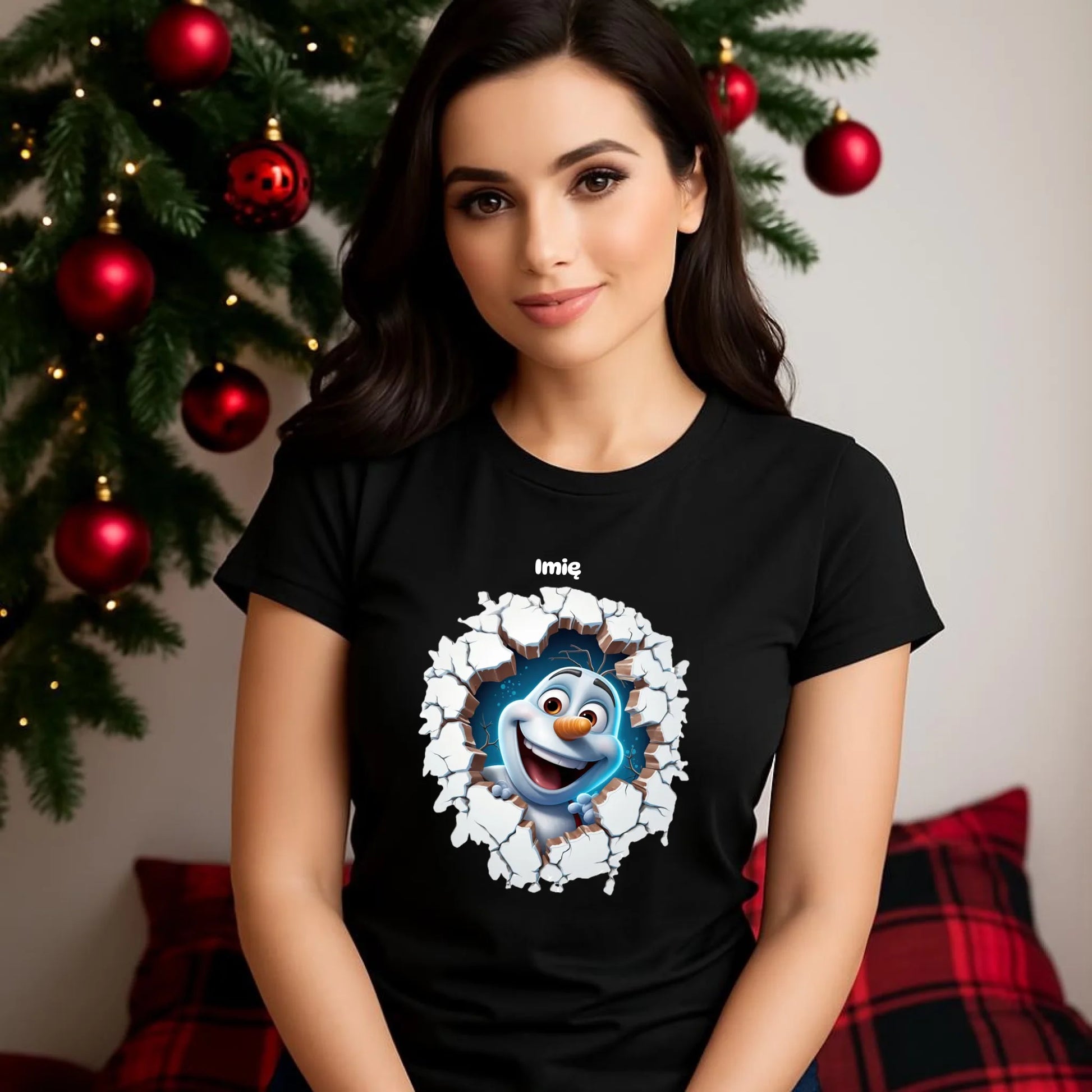 Bałwan 3D | Personalizowana koszulka damska świąteczna BN84 - StoryCups.pl