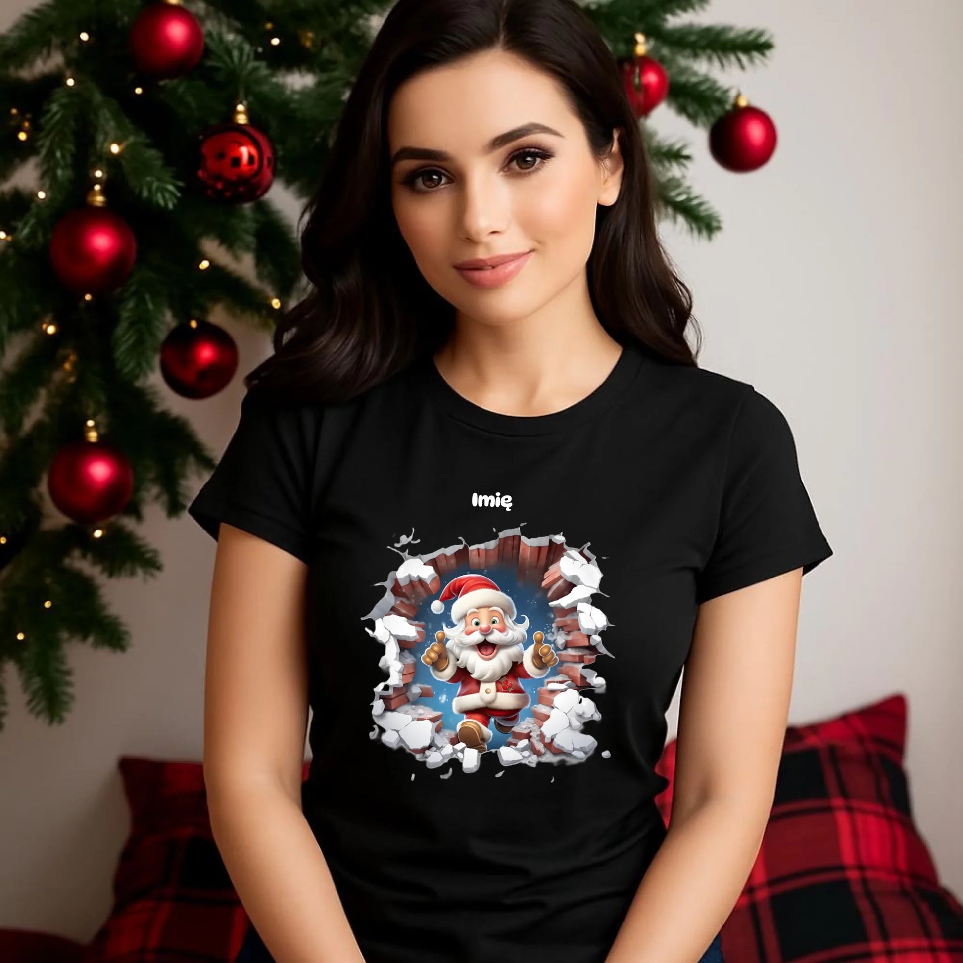 Mikołaj 3D | Personalizowana koszulka damska świąteczna BN83 - StoryCups.pl