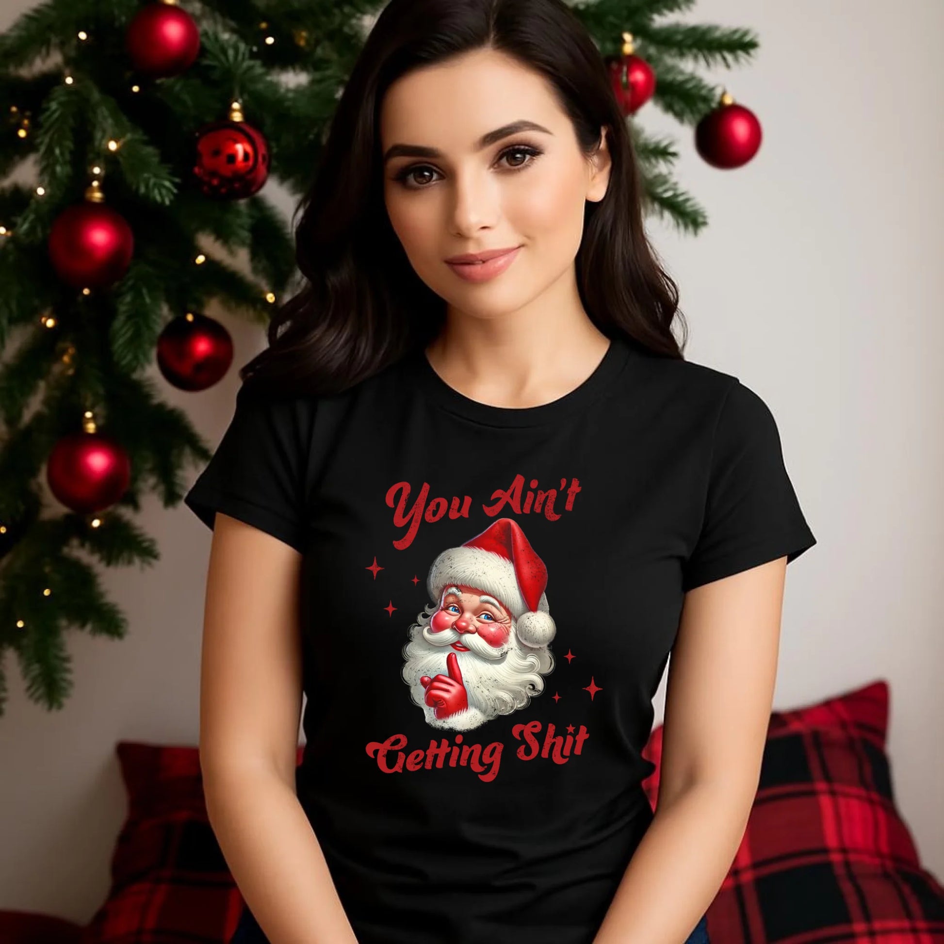 Nie dostaniesz nic | Świąteczna koszulka damska z Mikołajem BN66 - StoryCups.pl