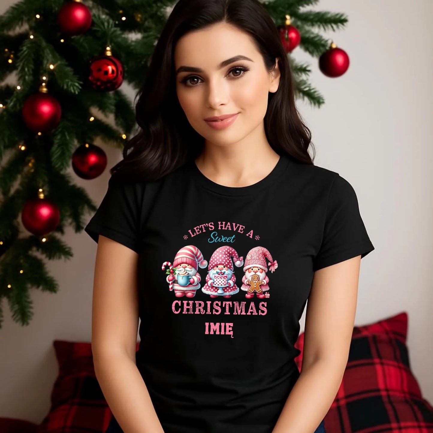 Słodkie święta | Personalizowana świąteczna koszulka damska BN57 - StoryCups.pl