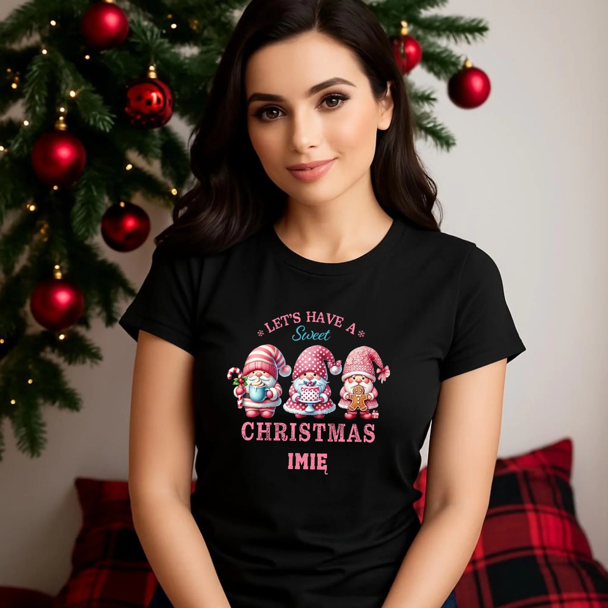 Słodkie święta | Personalizowana świąteczna koszulka damska BN57 - StoryCups.pl