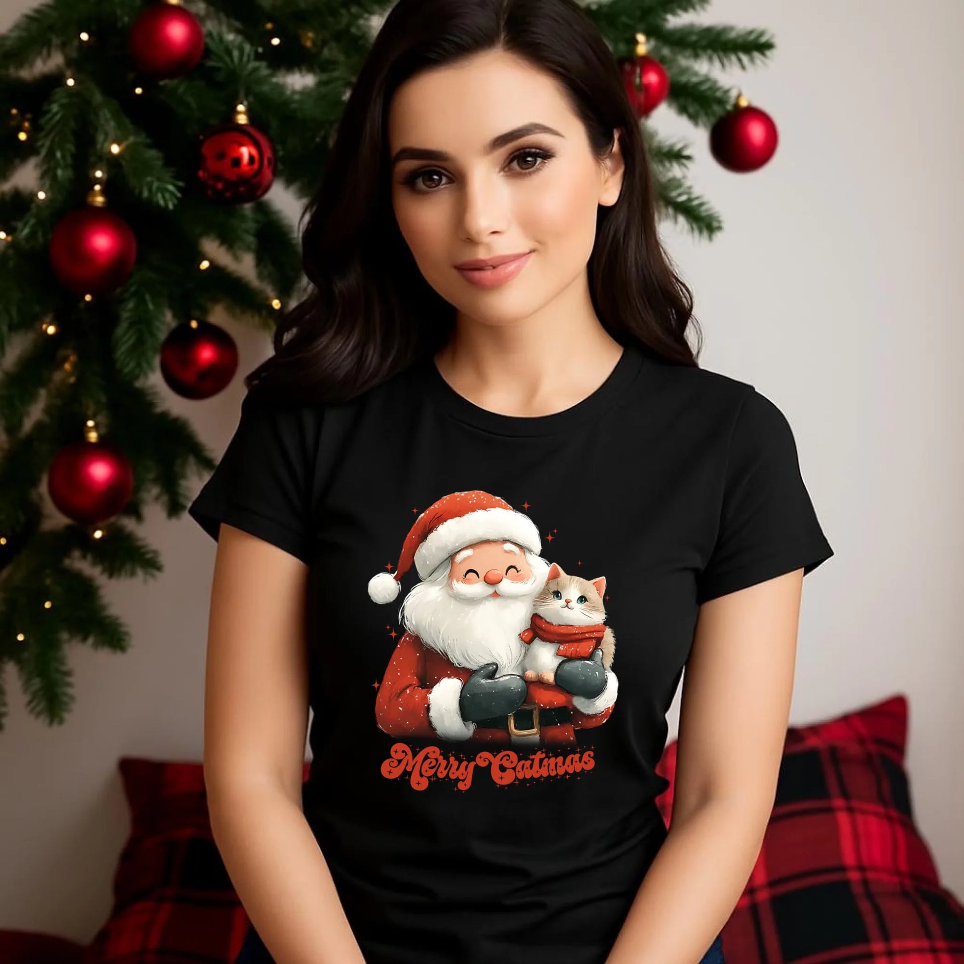 Merry Catmas | Świąteczna koszulka damska BN38 - StoryCups.pl