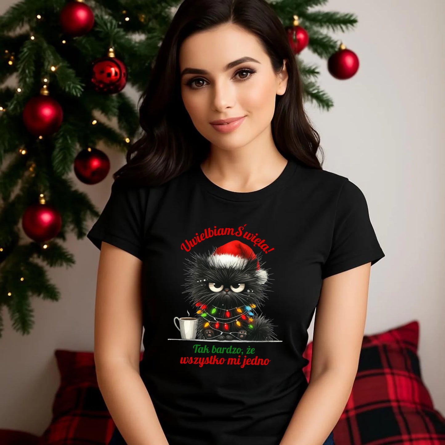 Wszystko mi jedno | Świąteczna koszulka damska BN35 - StoryCups.pl