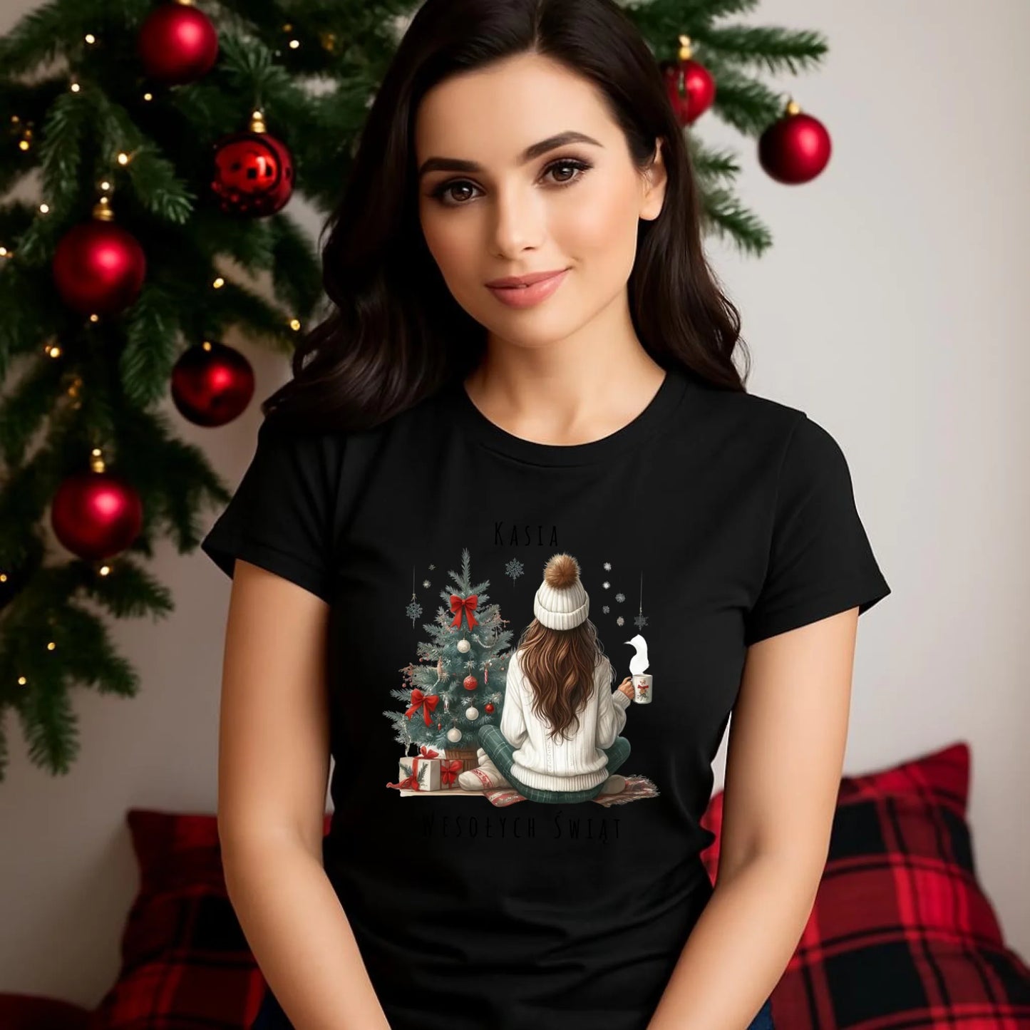 Love Winter | Świąteczna koszulka damska personalizacja BN15 - StoryCups.pl