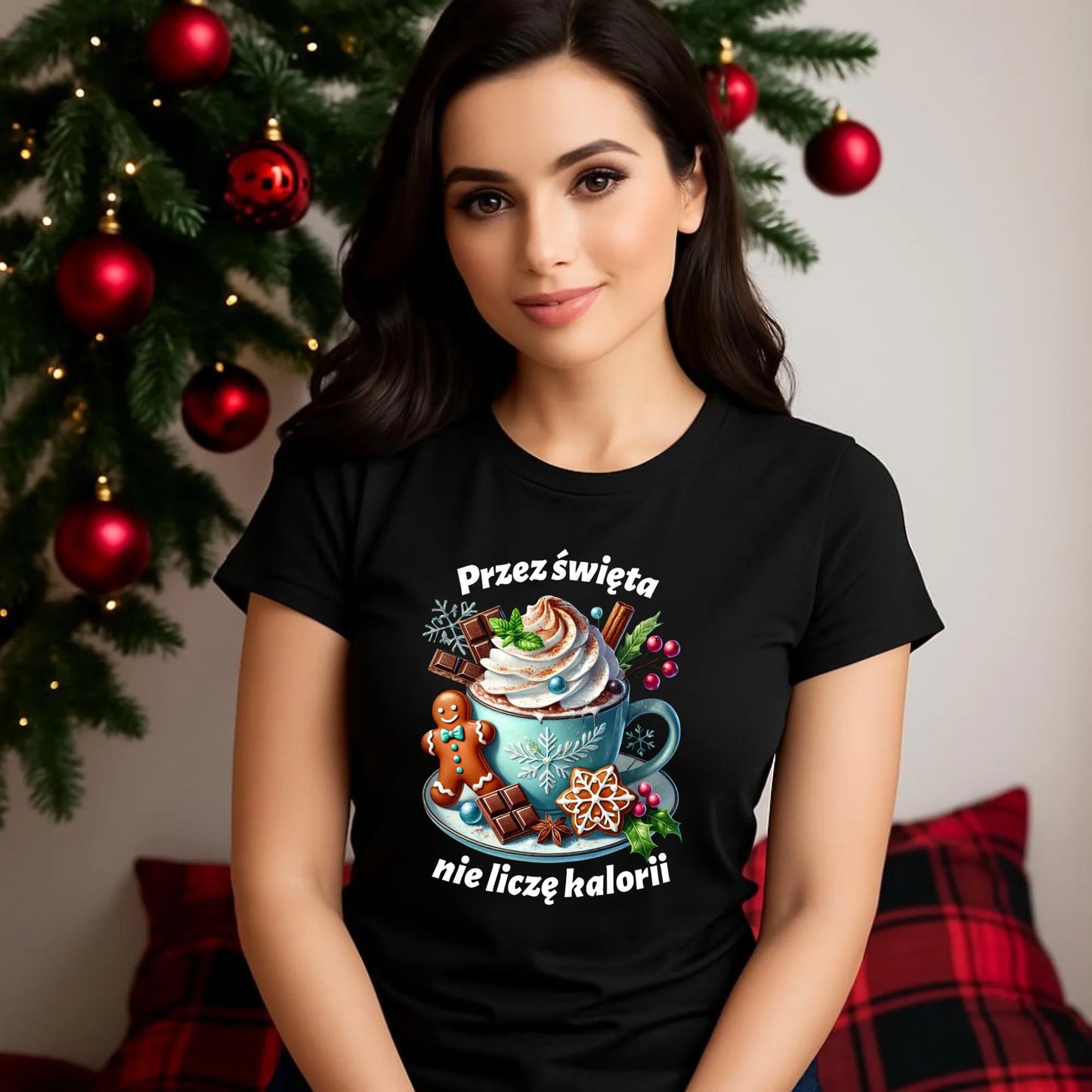 Przez święta nie liczę kalorii | Świąteczna koszulka damska BN31 - StoryCups.pl