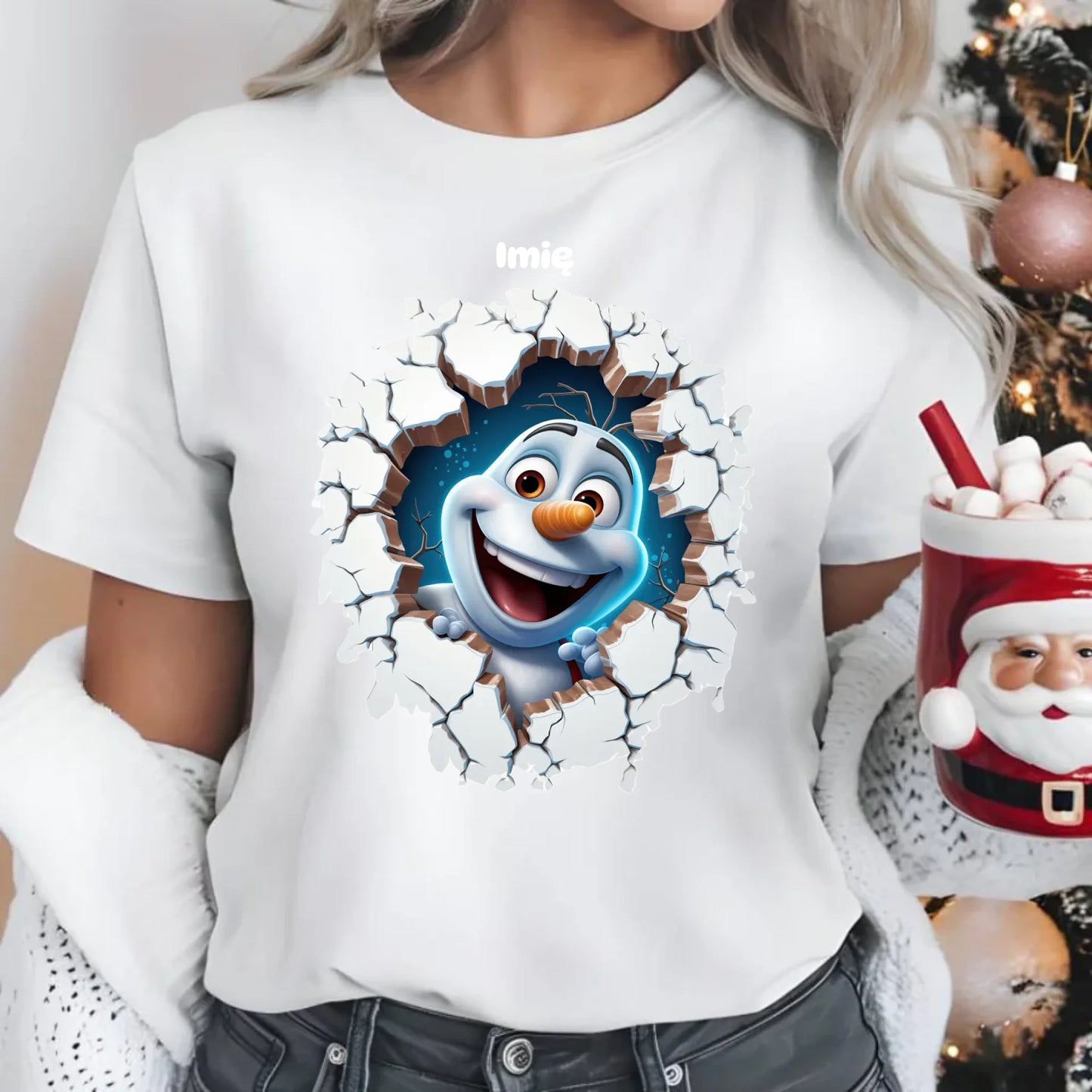 Bałwan 3D | Personalizowana koszulka damska świąteczna BN84 - StoryCups.pl