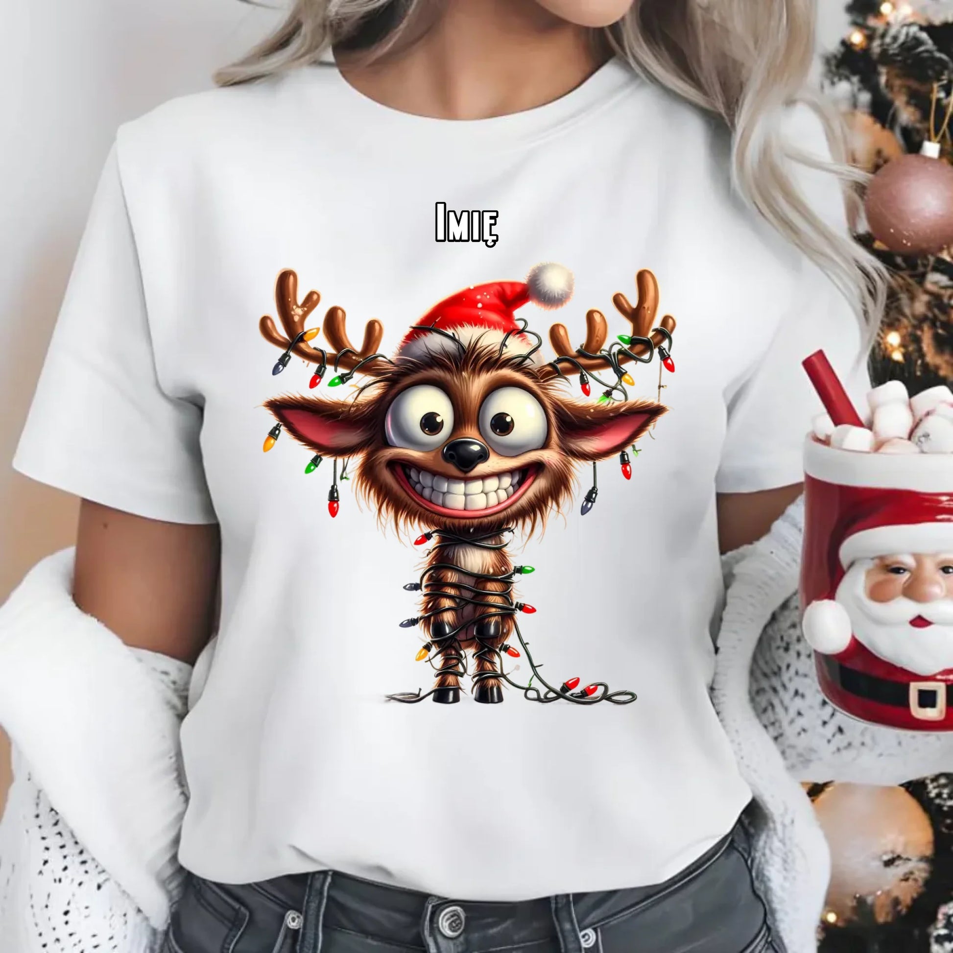 Renifer | Personalizowana koszulka damska świąteczna BN93 - StoryCups.pl