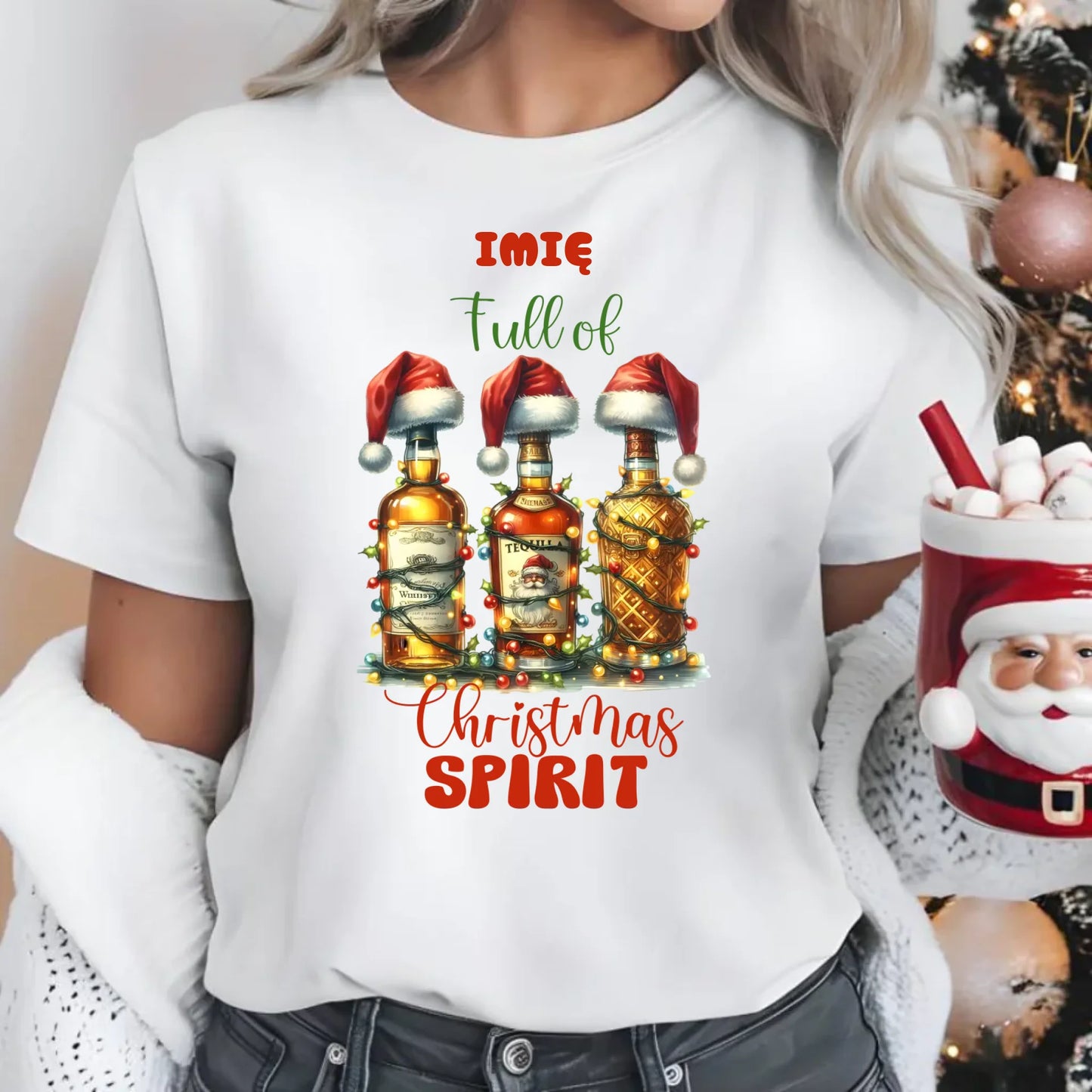 Pełen świątecznego ducha | Personalizowana koszulka damska świąteczna BN69 - StoryCups.pl