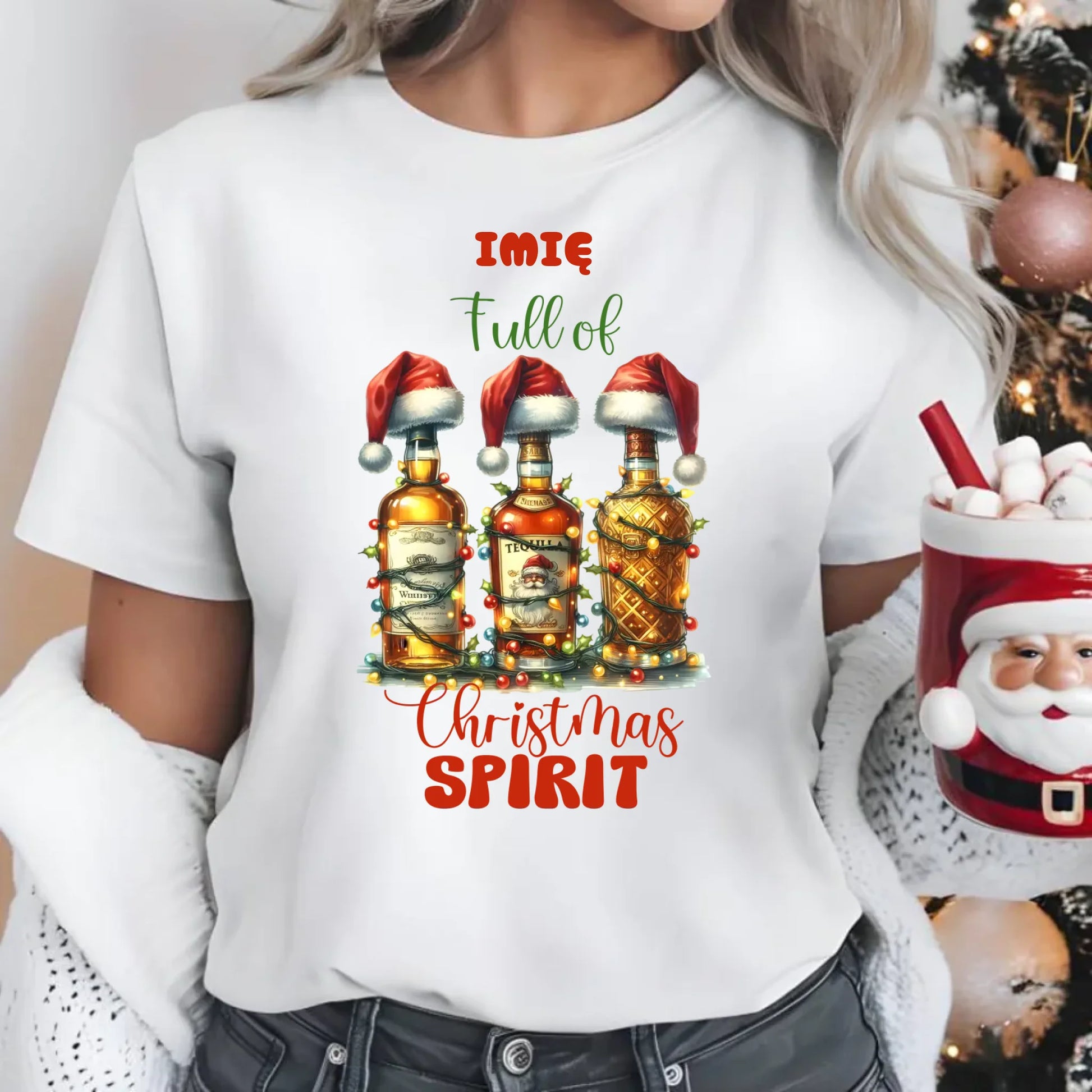 Pełen świątecznego ducha | Personalizowana koszulka damska świąteczna BN69 - StoryCups.pl