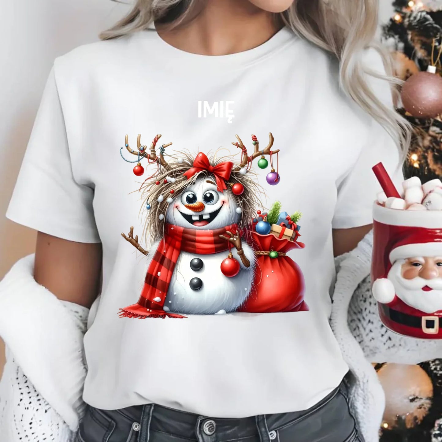 Bałwanek | Personalizowana koszulka damska świąteczna BN70 - StoryCups.pl